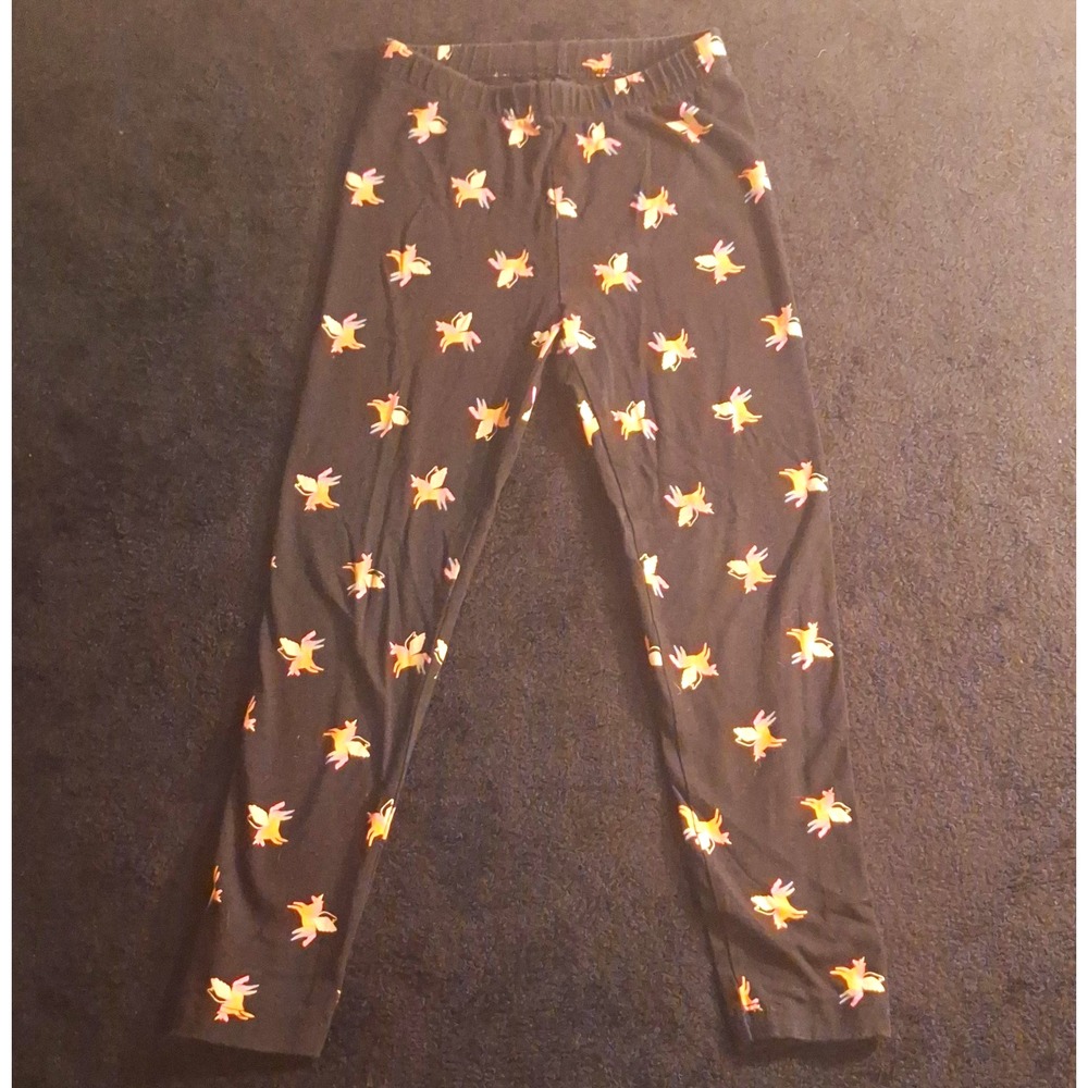 Cat & Jack Girls S (6/7) Black Unicorn Print Ankle Leggings Stretch Waist